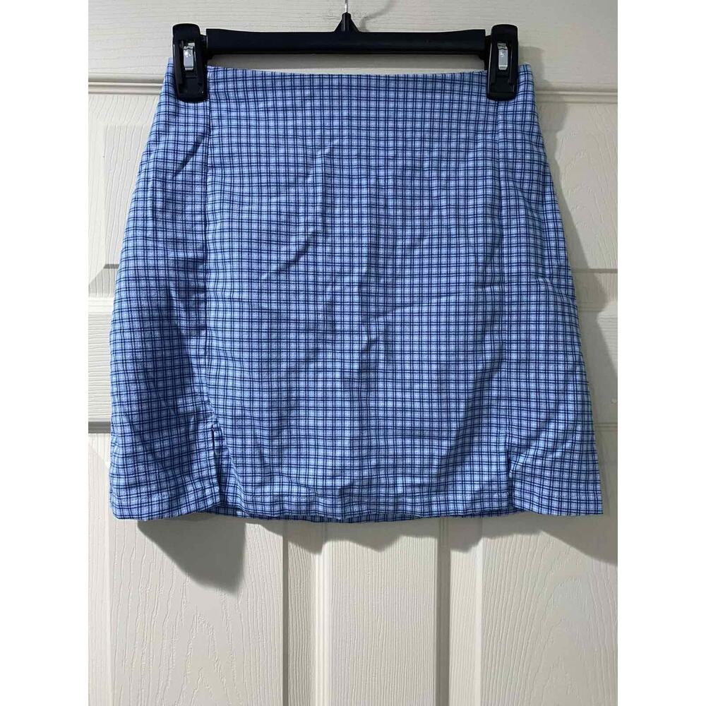 BRANDY MELVILLE Womens Y2K Ocean Blue Plaid Cara Skirt Size 34 A001748 - Picture 2 of 7